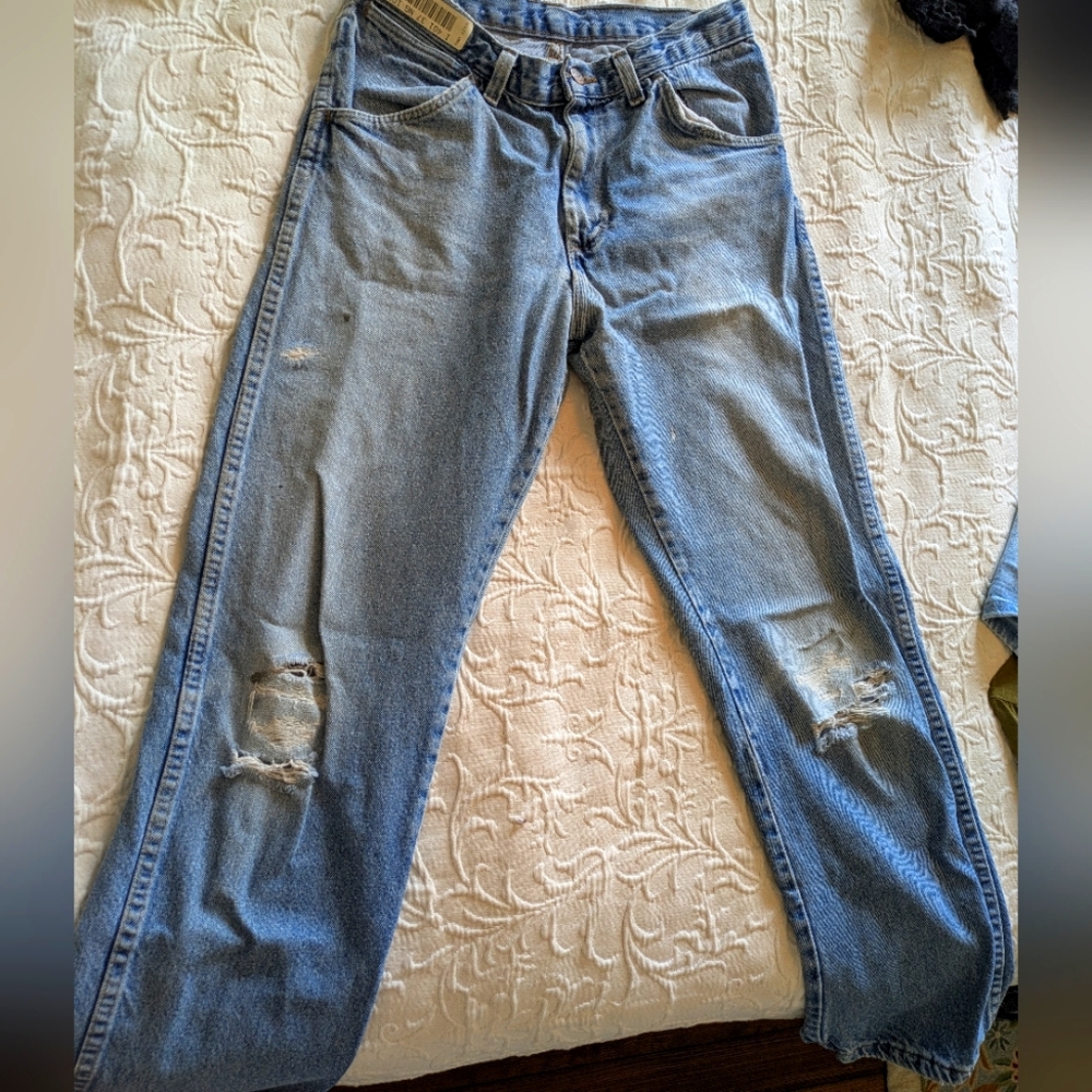 Real Vintage Jeans With Unique Barcode Detail On Waistband